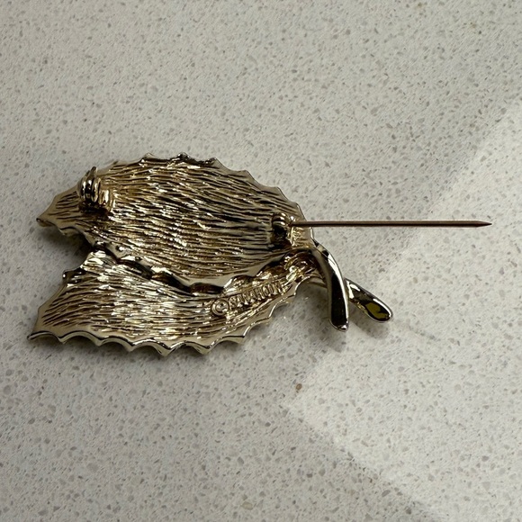 Vintage Sarah Coventry Leaves Brooch Gold Tone 1968 MCM Wooded Beauty - Picture 8 of 9